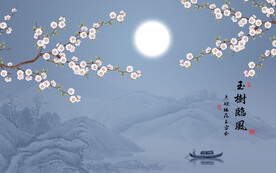 花好月圆中国风中式背景墙