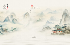 禅意水墨山水画