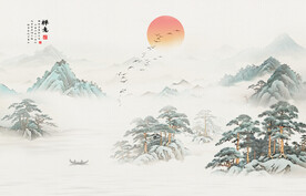 山水电视背景墙