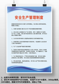 蓝色安全生产管理制度上墙制度牌