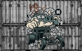 工装集装箱涂鸦背景墙