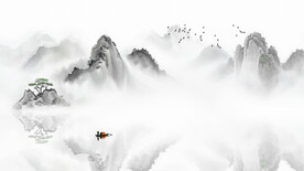 中式风格水墨山水画