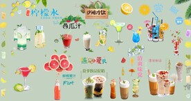 夏日饮料各种饮品素材西瓜汁柠檬