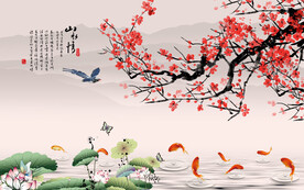 家和富贵飘喜私语电视背景墙