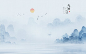 新中式意境水墨山水背景墙