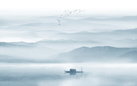 新中式水墨山水图