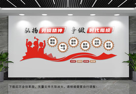 弘扬劳模精神文化墙