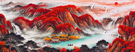 巨幅鸿运当头背景墙