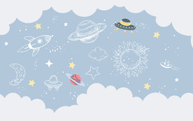 简约卡通太空星球儿童墙纸背景墙
