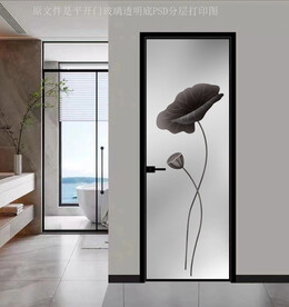 高清分层透明底平开门打印图