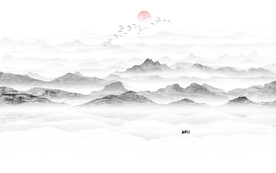 禅意水墨山水画