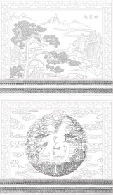 加底座影壁墙 双面线稿