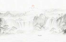 国画水墨山水画