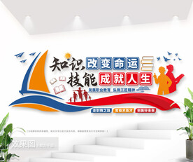 职业教育文化墙职教宣传墙图片