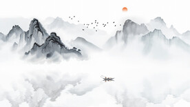 中式山水画背景墙