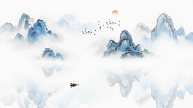 山水写意水墨画