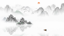 中式禅意山水画