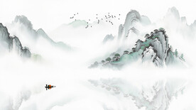 禅意山水水墨画