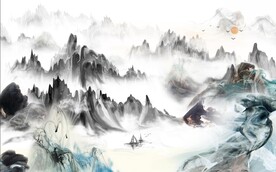 中式意境山水背景装饰画