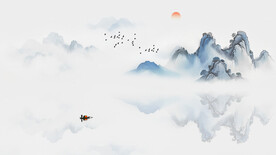简约水墨意境山水背景