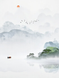 中式山水风景画