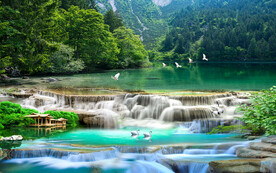 流水生财电视沙发背景墙