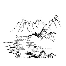 矢量图形水墨山水图