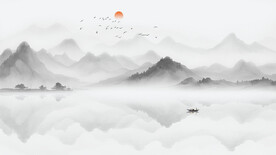 禅意水墨意境山水画