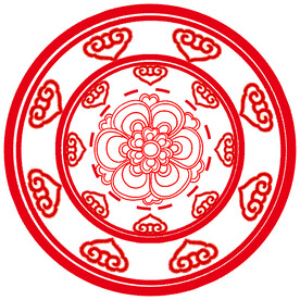 国潮国风圆花如意图纹