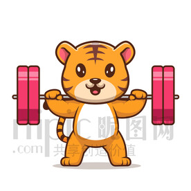 可爱卡通举重的老虎