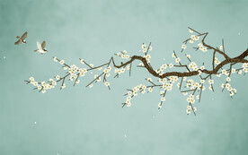 新中式梅花工笔花鸟背景墙装饰画