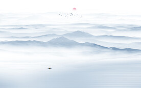 抽象水墨山水画