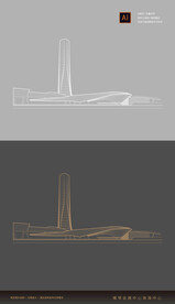 珠海横琴会展中心矢量图线稿图