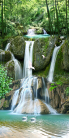  自然风景瀑布玄关画