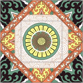 唐风卷草花纹图案藻井