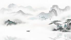 新中式水墨山水背景墙