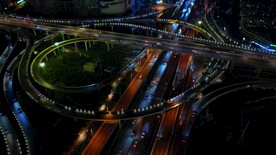 郑州城市陇海立交桥夜景车水马龙