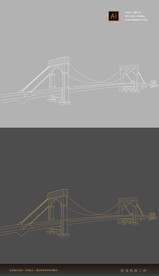 珠海南屏二桥矢量图线稿图手绘