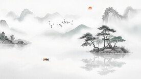 远山水墨画背景