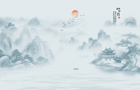 山水水墨中国风背景