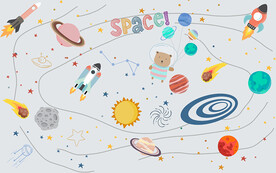 可爱卡通太空星星儿童房背景墙