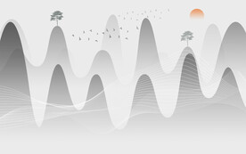 抽象线条山水简约山水壁画