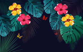 热带植物电视背景墙