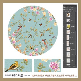 手绘花鸟包装礼盒