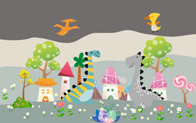 卡通恐龙背景墙