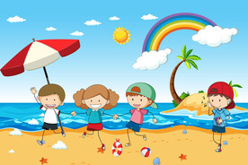 卡通沙滩儿童背景