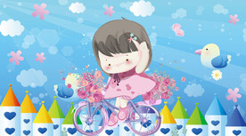 卡通粉色小女孩背景