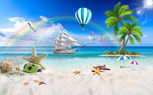 大海阳光沙滩海景图