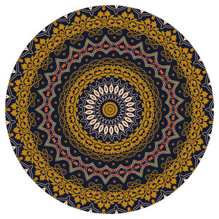 民族风圆形拼花地毯图案
