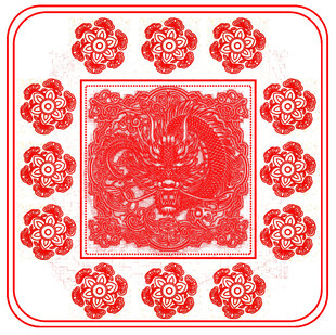 国潮游龙宝相花纹图印